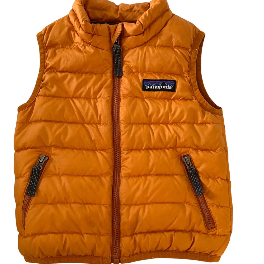 Patagonia Puffer Vest, 6-12 months. Rust Orange